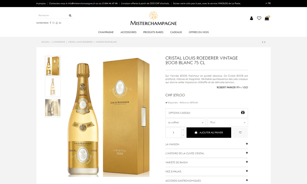 Trang sản phẩm rượu vàng chi tiết misterchampagne