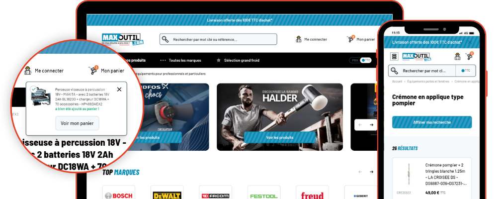 Giao diện website TMĐT Maxoutil bán dụng cụ