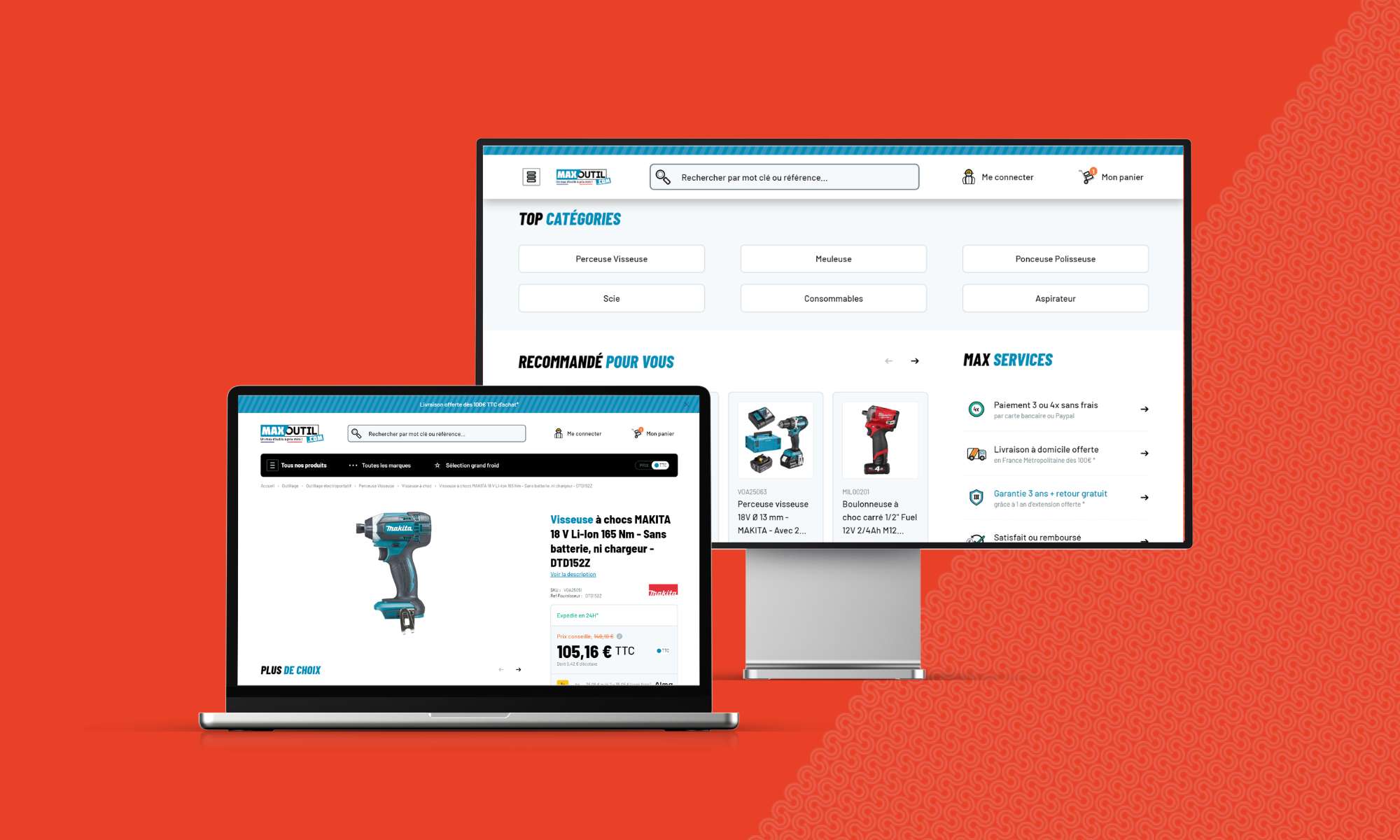 Thiết kế website thương mại điện tử Maxoutil tương thích phiên bản di động